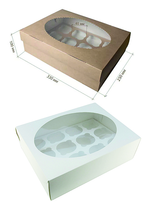 Коробка для 12 капкейков белая